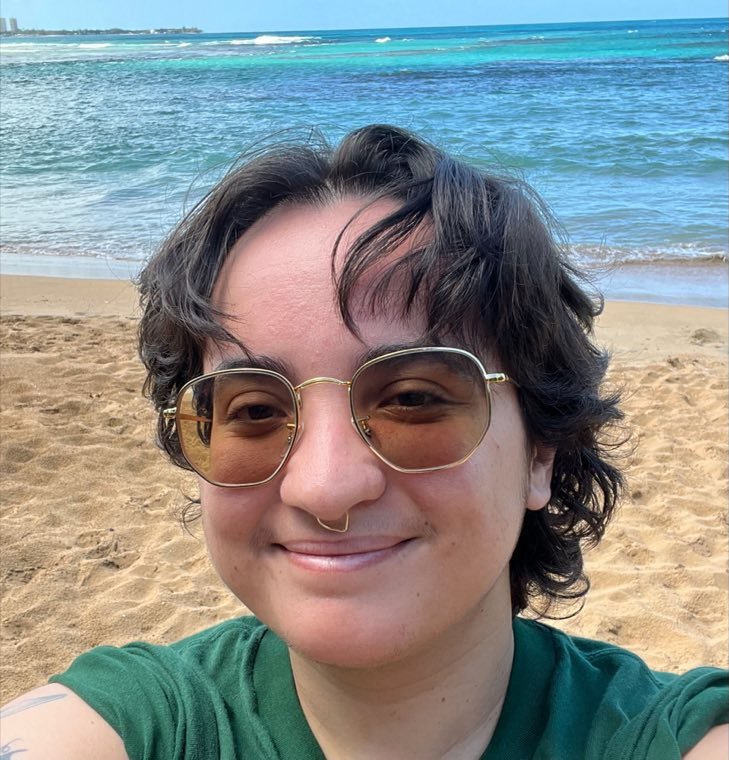 Aileen Marcano, quien dirige CoquiWeb, en una playa de Puerto Rico